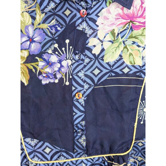 Johnny Was Fanny Ailana 100% Silk Floral Blouse Sz S Boho Chic Flowy C11624B2 - Picture 9 of 9